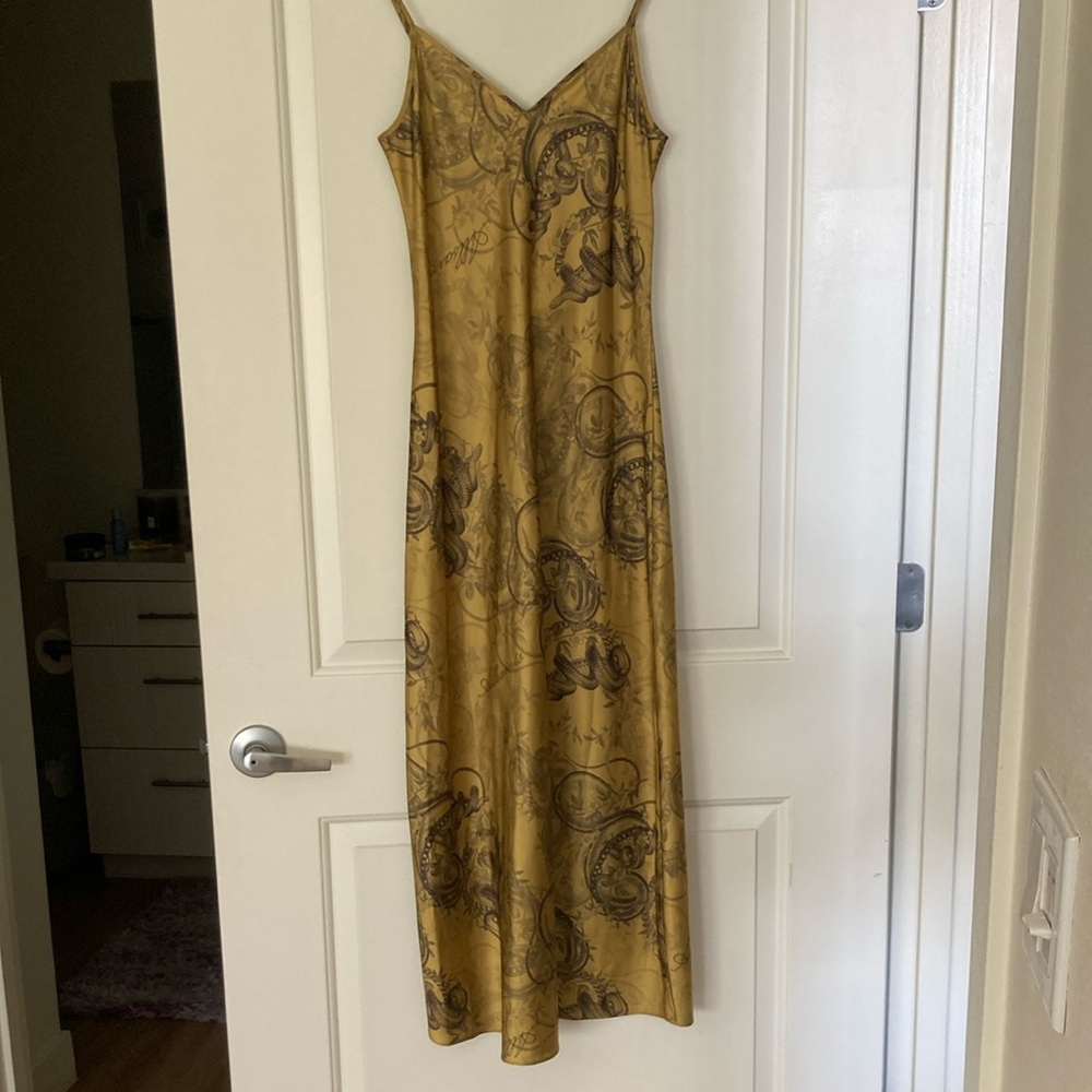 All Saints Gold and Black Slip Dress